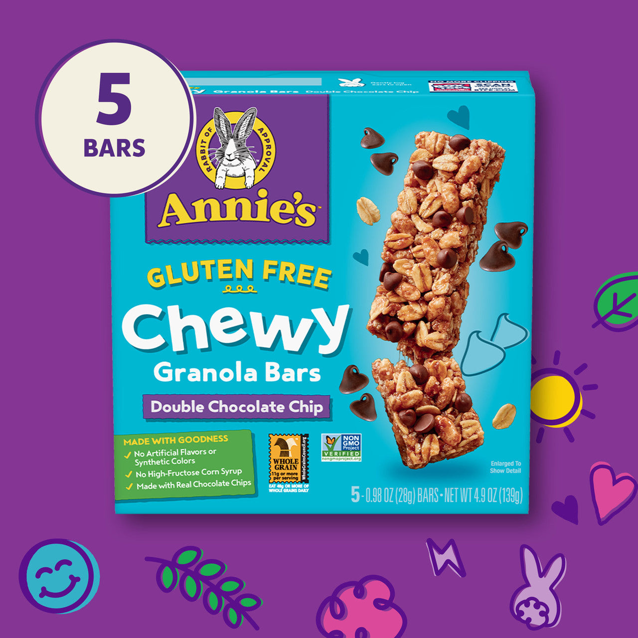 Annie's Chewy Gluten Free Granola Bars Double Chocolate Chip (12x5 PK )-6